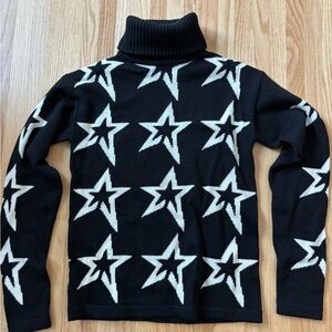 Black Star Pattern Turtleneck Sweater